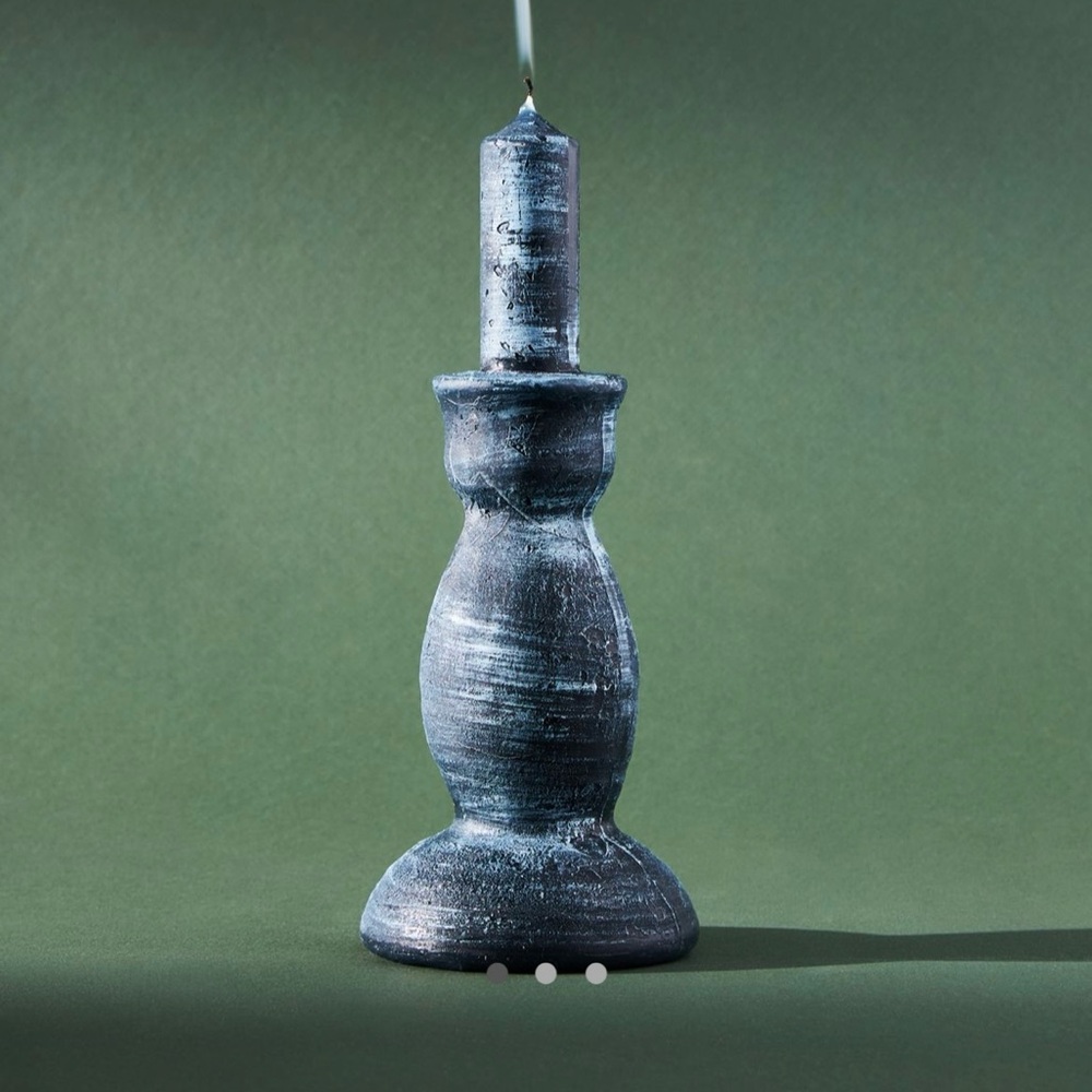 Anthropologie Navy Spindle Taper Candle